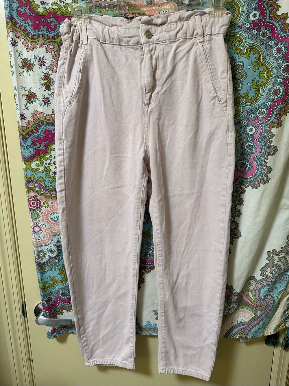 Zara Light Pink High-Rise Tapered Jeans